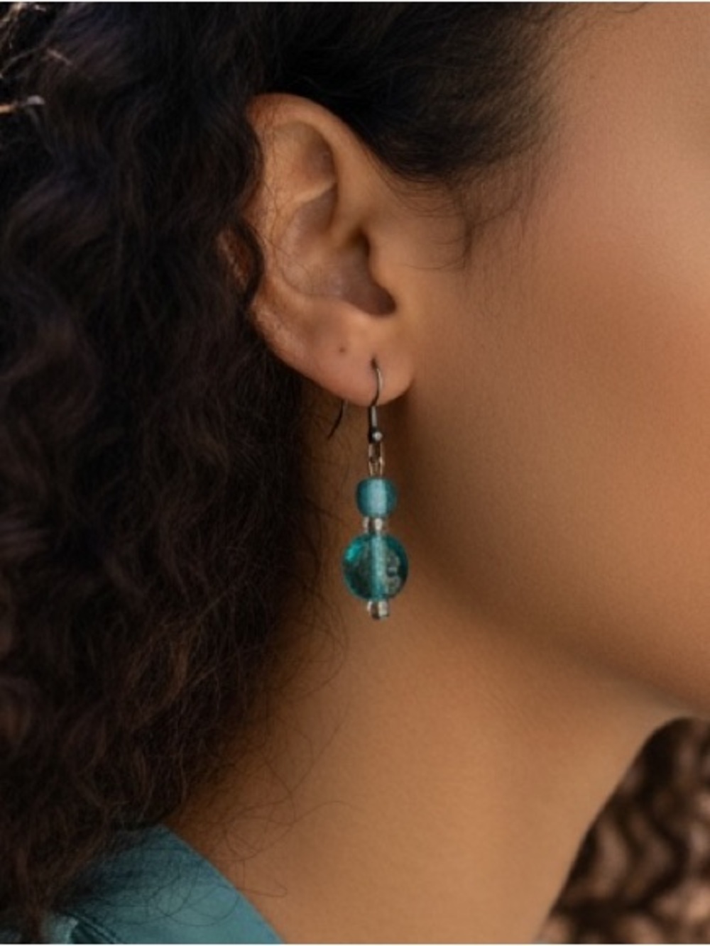 Handcrafted Glass Lampwork Bead Earrings | Turquoise Blue Handmade Earrings